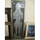 RECTANGULAR SILVER FRAMED RUBBING OF A KNIGHT