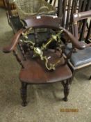 LATE 19TH CENTURY MAHOGANY SMOKERS BOW CHAIR