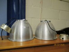 TWO ALUMINIUM INDUSTRIAL TYPE LIGHT FITTINGS