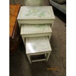 NEST OF THREE MODERN PAINTED GRADUATED OCCASIONAL TABLES