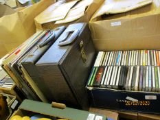 SIX BOXES OF MIXED CDS, VINYL RECORDS ETC