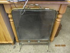 BRASS FIRE SCREEN WITH GRILLE FRONT