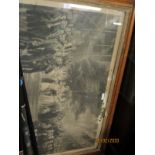 LARGE MAPLE WOOD FRAMED PRINT