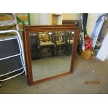 FOUR GOOD QUALITY MAHOGANY BEVELLED PLATE MIRRORS