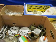 THREE BOXES OF RETRO GERMAN TEA WARES, GLASS WARES, PLATES ETC