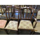 TWO BEDROOM CHAIRS WITH FLORAL UPHOLSTERED SEATS