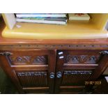 OLD CHARM TYPE TV CABINET WITH TWO LINENFOLD DOORS AND RINGLET HANDLES