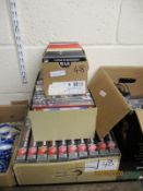 BOX CONTAINING MIXED DVDS, VHS VIDEOS TO INCLUDE THE WORLD AT WAR ETC (3)