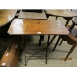 MAHOGANY FOLDING OCCASIONAL TABLE OF CANTED RECTANGULAR FORM