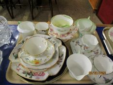 TRAY CONTAINING DECORATIVE WARES INCLUDING CUPS AND SAUCERS ETC