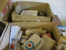TWO BOXES OF MIXED MATCHBOXES, CIGARETTE BOXES ETC