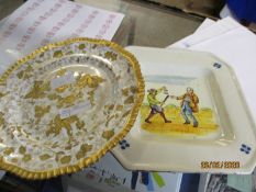 GILDED FLORAL PLATE AND FURTHER EUROPEAN DISH