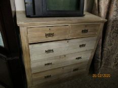 PINE TWO OVER THREE FULL WIDTH DRAWER CHEST WITH TRAMLINE FRONT