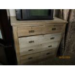PINE TWO OVER THREE FULL WIDTH DRAWER CHEST WITH TRAMLINE FRONT
