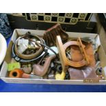 BOX CONTAINING SMOKING RELATED ITEMS INCLUDING PIPES, PIPE RACKS ETC