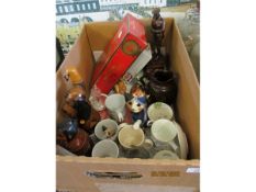 BOX CONTAINING MIXED GOEBEL CATS, RESIN ORNAMENTS ETC