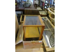 BOX CONTAINING DISPLAY CABINET, TWO CUTLERY BOXES ETC