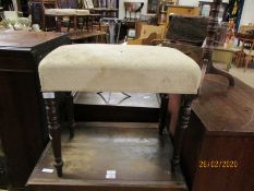 19TH CENTURY STOOL ON RING TURNED SUPPORTS