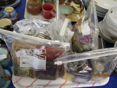 TRAY CONTAINING JUBILEE CROWNS, COMPASS, PEN KNIVES ETC