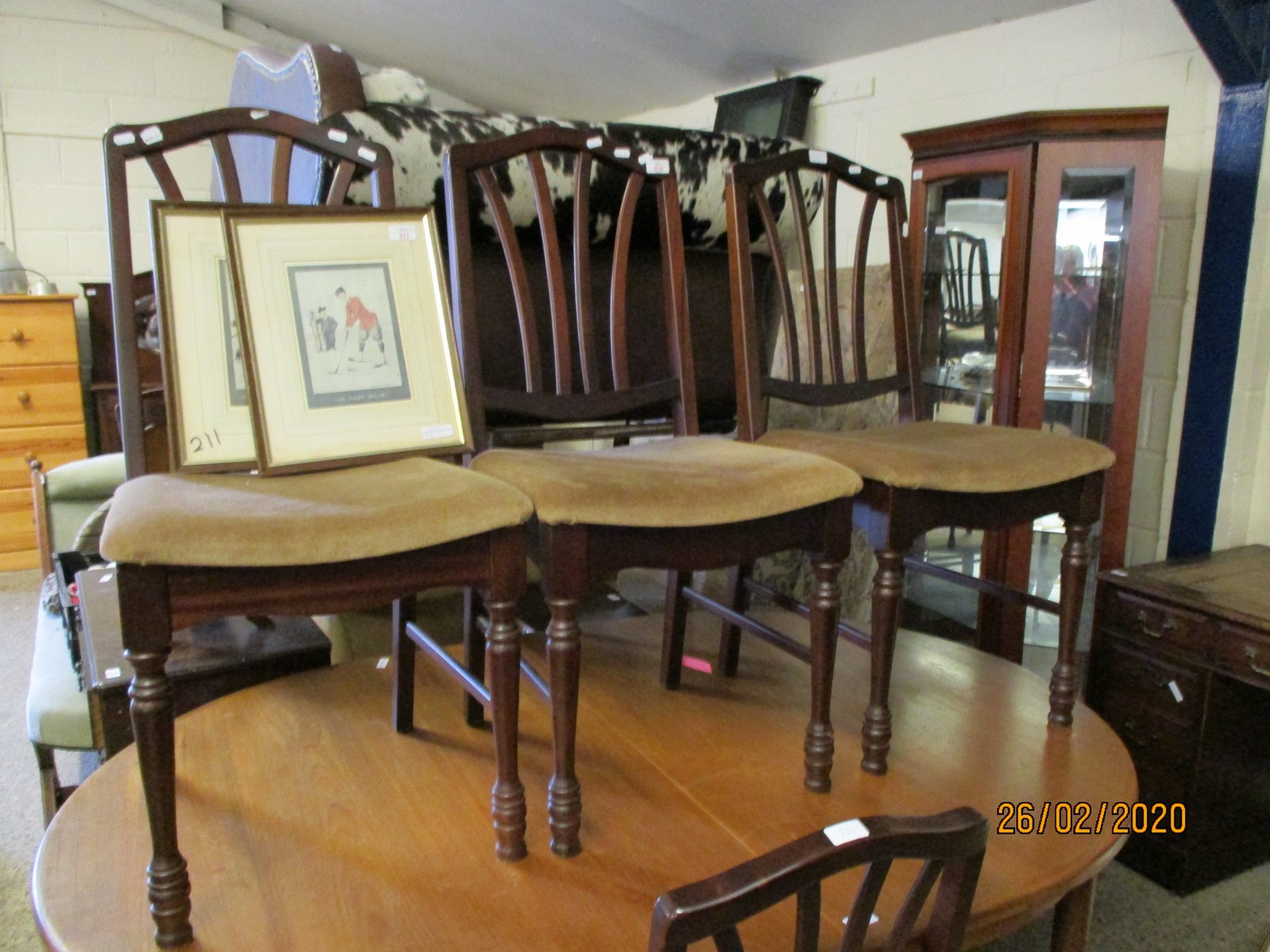 SET OF FOUR MODERN MAHOGANY DINING CHAIRS