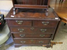 18TH CENTURY STYLE SMALL CHEST OF TWO SHORT AND THREE FULL WIDTH DRAWERS RETAILED BY HAMPTONS OF