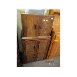 GOOD QUALITY SMALL PROPORTION TEAK FRAMED SIDE CABINET