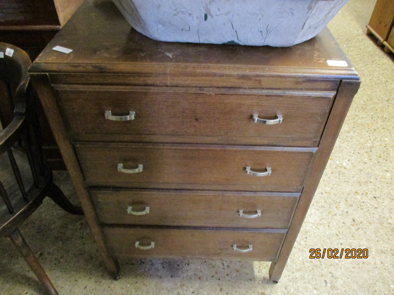 OAK UTILITY CHEST OF FOUR DRAWERS