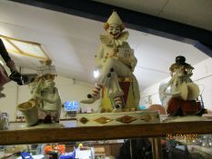 THREE NAPLES CLOWN FIGURES