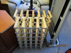 TWO PINE AND GALVANISED MULTI-SECTIONAL WINE RACKS