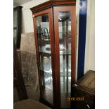 CHERRY WOOD CORNER DISPLAY CABINET WITH GLAZED DOOR AND SIDES