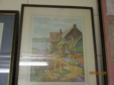 COLOURED PRINT OF A COTTAGE IN BLOOM “A QUIET RETREAT”