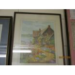 COLOURED PRINT OF A COTTAGE IN BLOOM “A QUIET RETREAT”