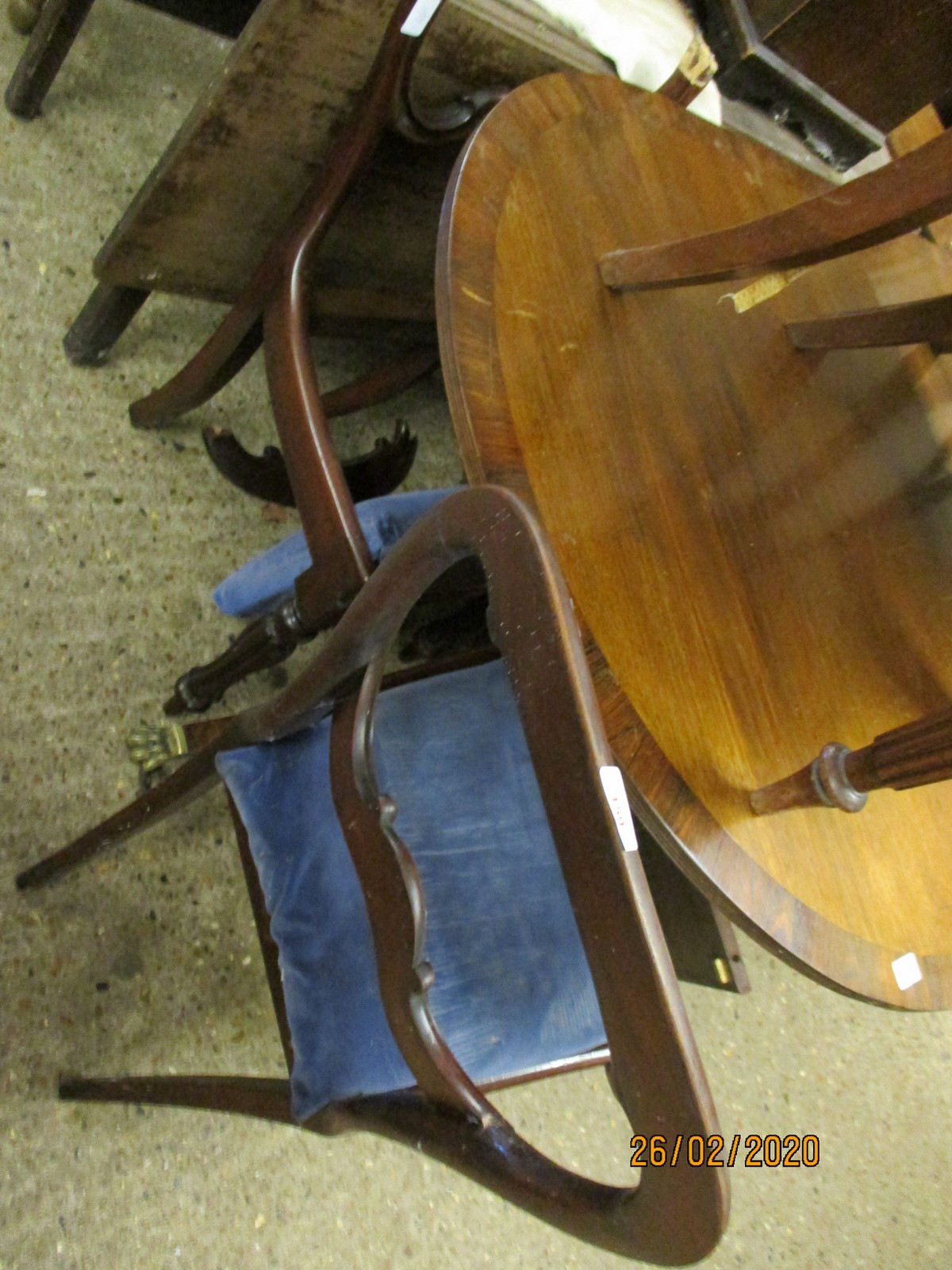 PAIR OF 19TH CENTURY BALLOON BACK DINING CHAIRS (ONE NEEDS SUBSTANTIAL REPAIR)