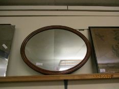 TEAK FRAMED OVAL WALL MIRROR