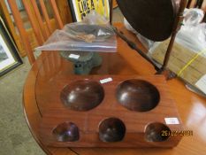 SET OF VINTAGE KITCHEN SCALES AND A MAHOGANY STAND