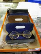 BOX OF VARIOUS VINTAGE YELLOW METAL AND OTHER SPECTACLES