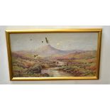 Frederick John Widgery Moorland scene oil on canvas, signed lower right, 29 x 54cm (a/f)