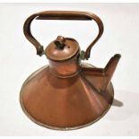 Circular copper kettle of conical form, 21cm wide