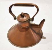 Circular copper kettle of conical form, 21cm wide