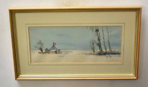 John Clifford (born 1934) Norfolk landscapes pair of watercolours, both signed lower left, 13 x 32cm