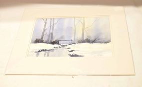 Frank Halliday (contemporary) Winter landscapes pair of watercolours, both signed, 24 x 35cm,