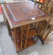 Early 20th century stained wood revolving bookcase of 8 sections with slatted uprights, the top