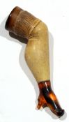 Vintage Meerschaum cheroot holder in the form of a gartered leg, 7cm long