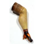 Vintage Meerschaum cheroot holder in the form of a gartered leg, 7cm long