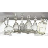 Group of 19th century cut glass decanters with stoppers (6)