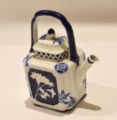Late 19th century Worcester porcelain tea pot decorated in aesthetic style with floral displays on