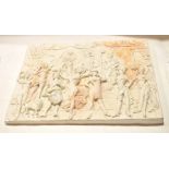 Plaster bas-relief type plaque depicting Bacchanalian figures, 54cm wide