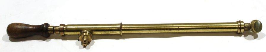 Vintage brass stirrup pump, 58cm long