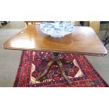 Late Georgian mahogany tip-top breakfast table with line inlaid shaped rectangular top to a ring