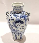 Chinese porcelain vase with provincial style decoration with panels of fish interspersed with floral